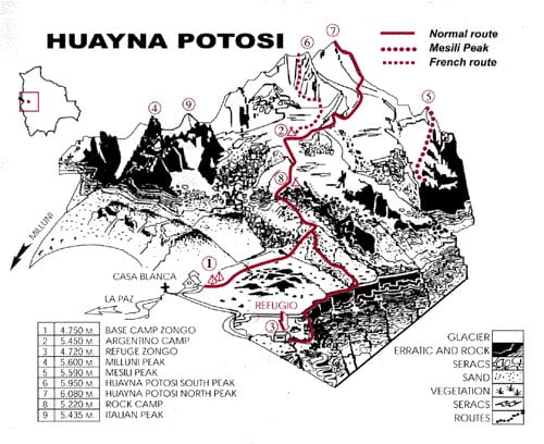 Карта маршрута на Уайна Потоси