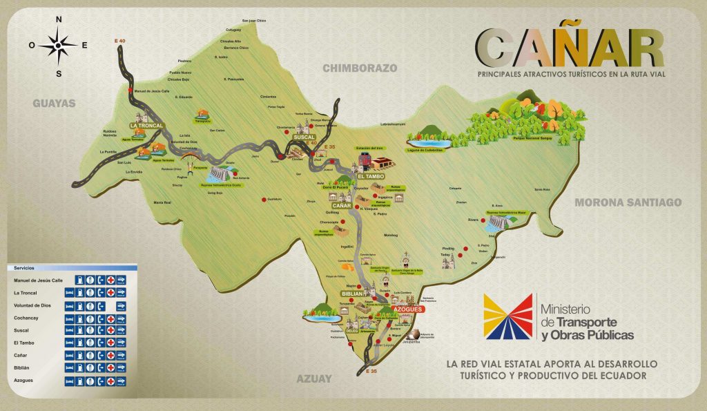 Карта провинции Каньяр с достопримечательностями