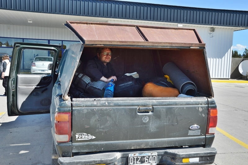 Man riding on a back of the car