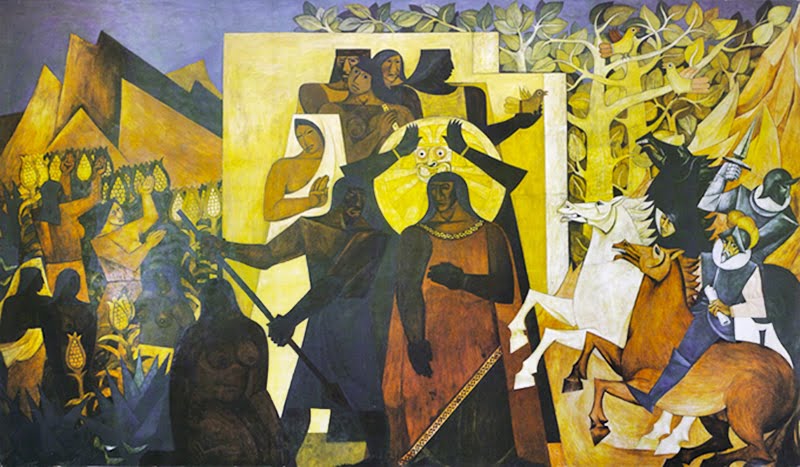 Инки и испанское завоевание — картина Освальдо Гуаясамин