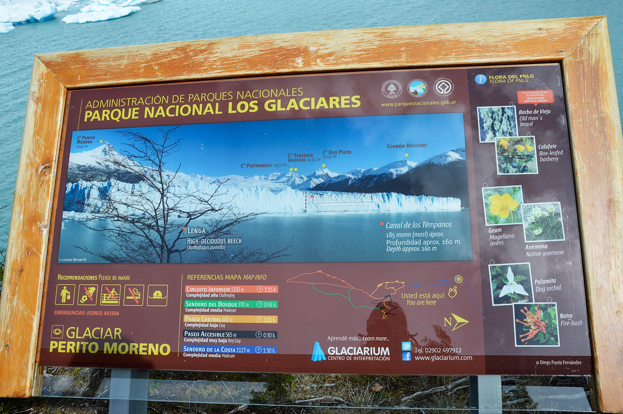 карта перито морено - Los Glaciares hiking map Argentina