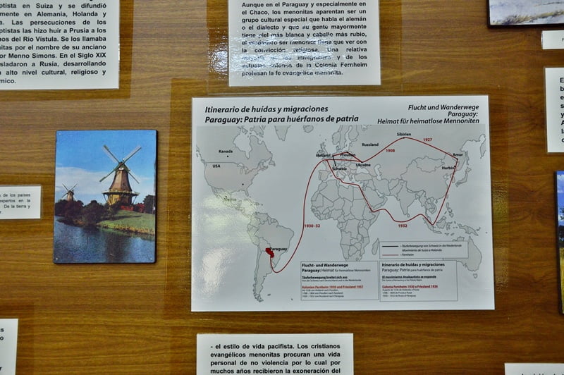 Карта перемещения меноннитов из России в Парагвай