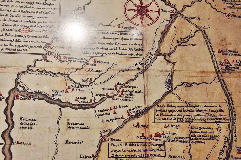 Старинная карта иезуитских миссий на реке Парана