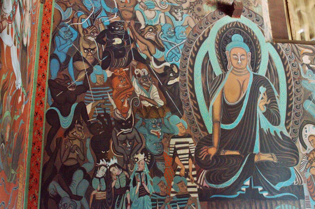 рисунок буддизм на стене храма в Юньган