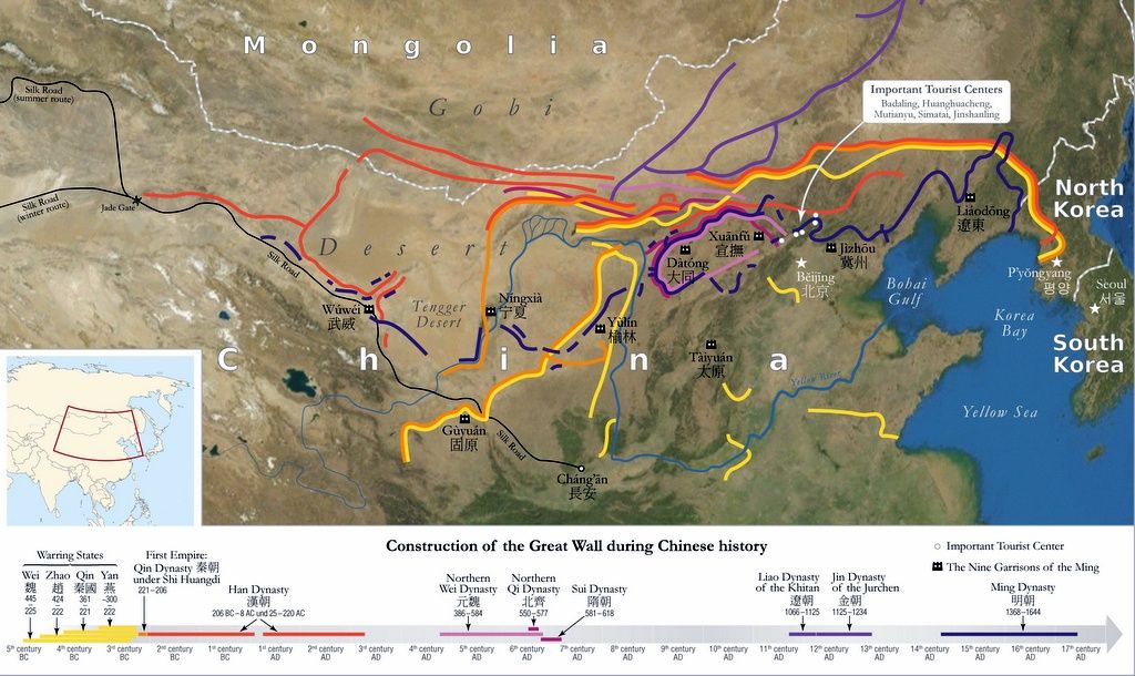 Великая Китайская стена - карта