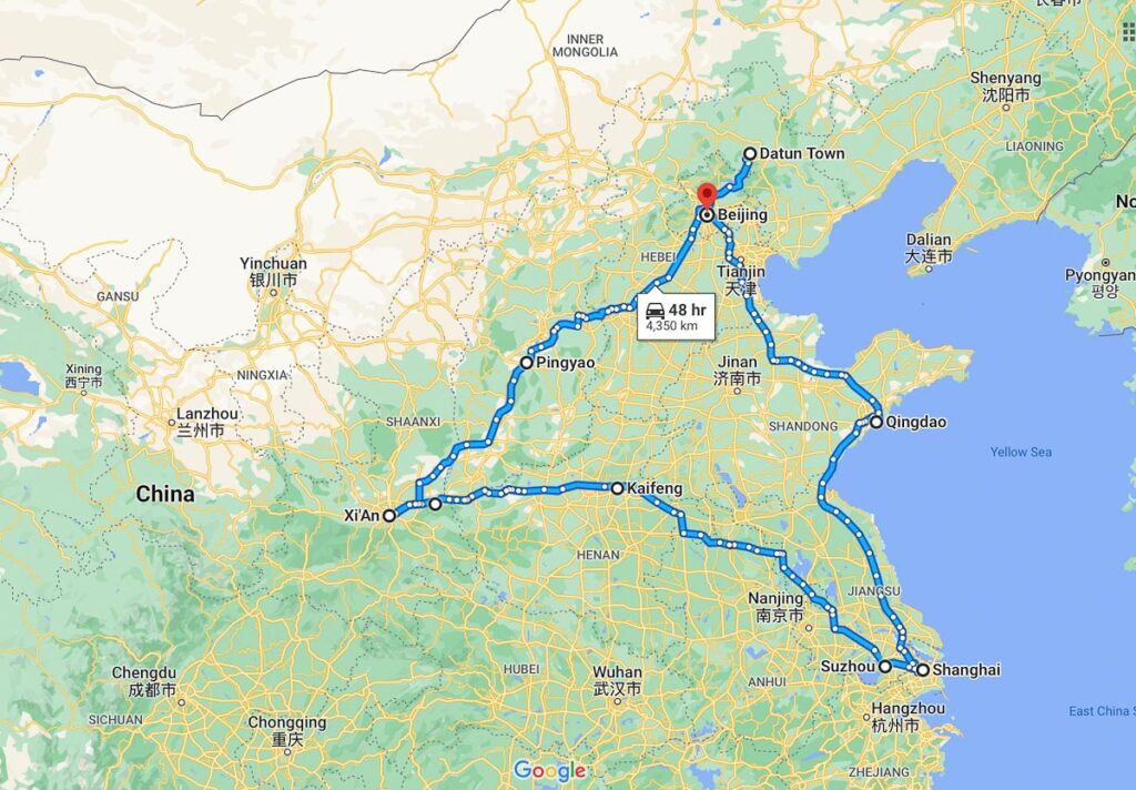 Карта поездки в Китай самостоятельно