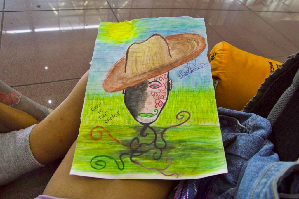 рисунок карандашом - человек в шляпе