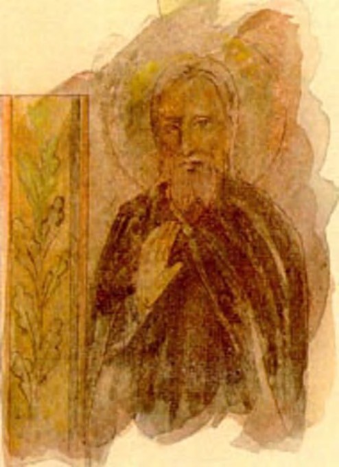 Фреска с изображением христианского святого