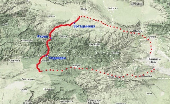 треккинг в грузии - карта маршрута на триалетский хребет