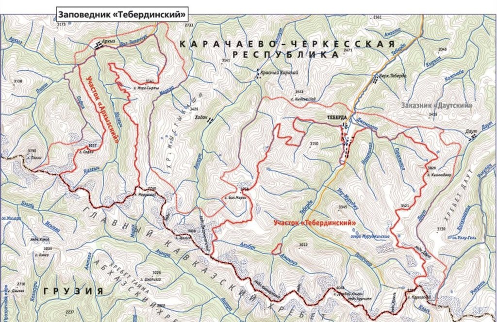 Тебердинский заповедник — карта