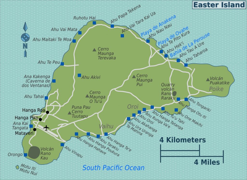 Карта достопримечательностей острова Пасхи