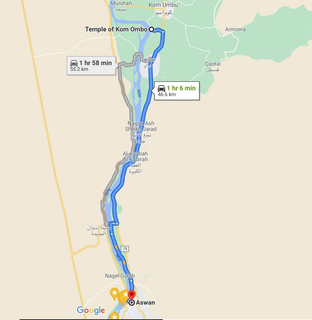 Расстояние между Ком-Омбо и Асуаном
