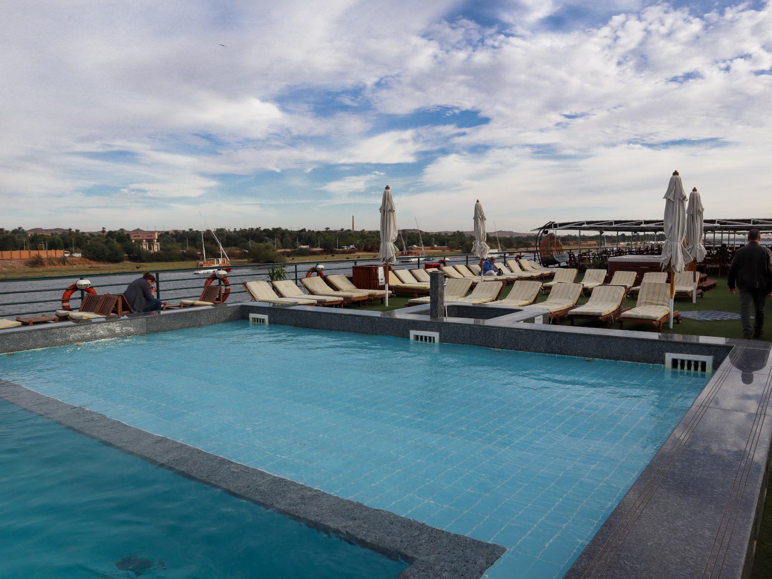Swimming pool on a Nile cruise ship
