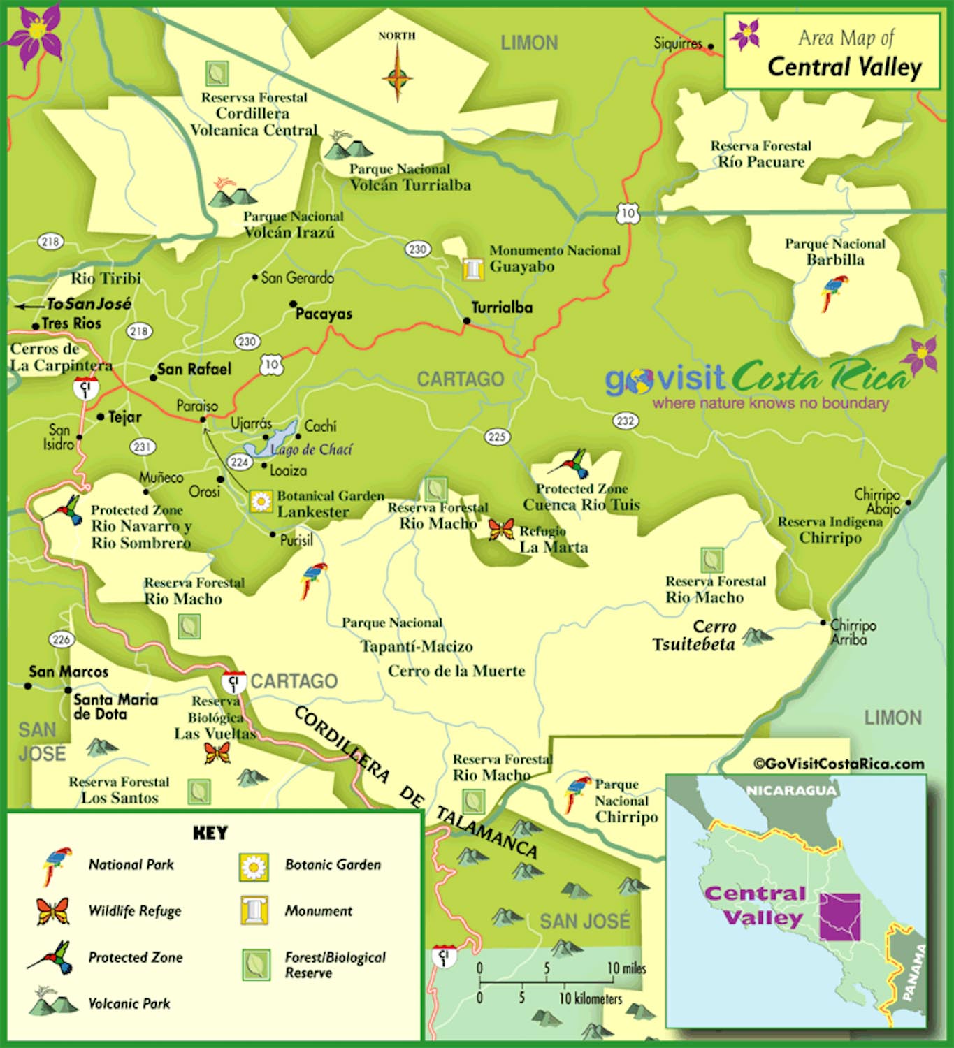 Карта туристическая провинции Картаго