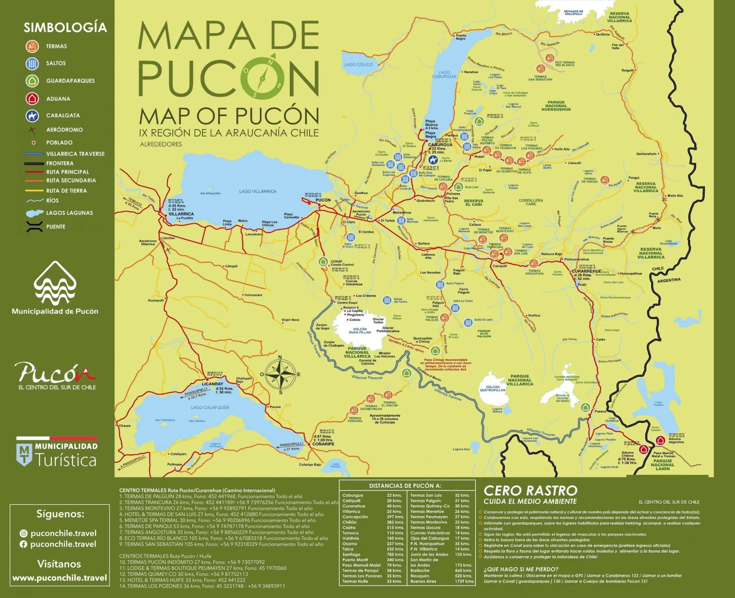 Map of Pucon - карта города Пукон и окрестностей