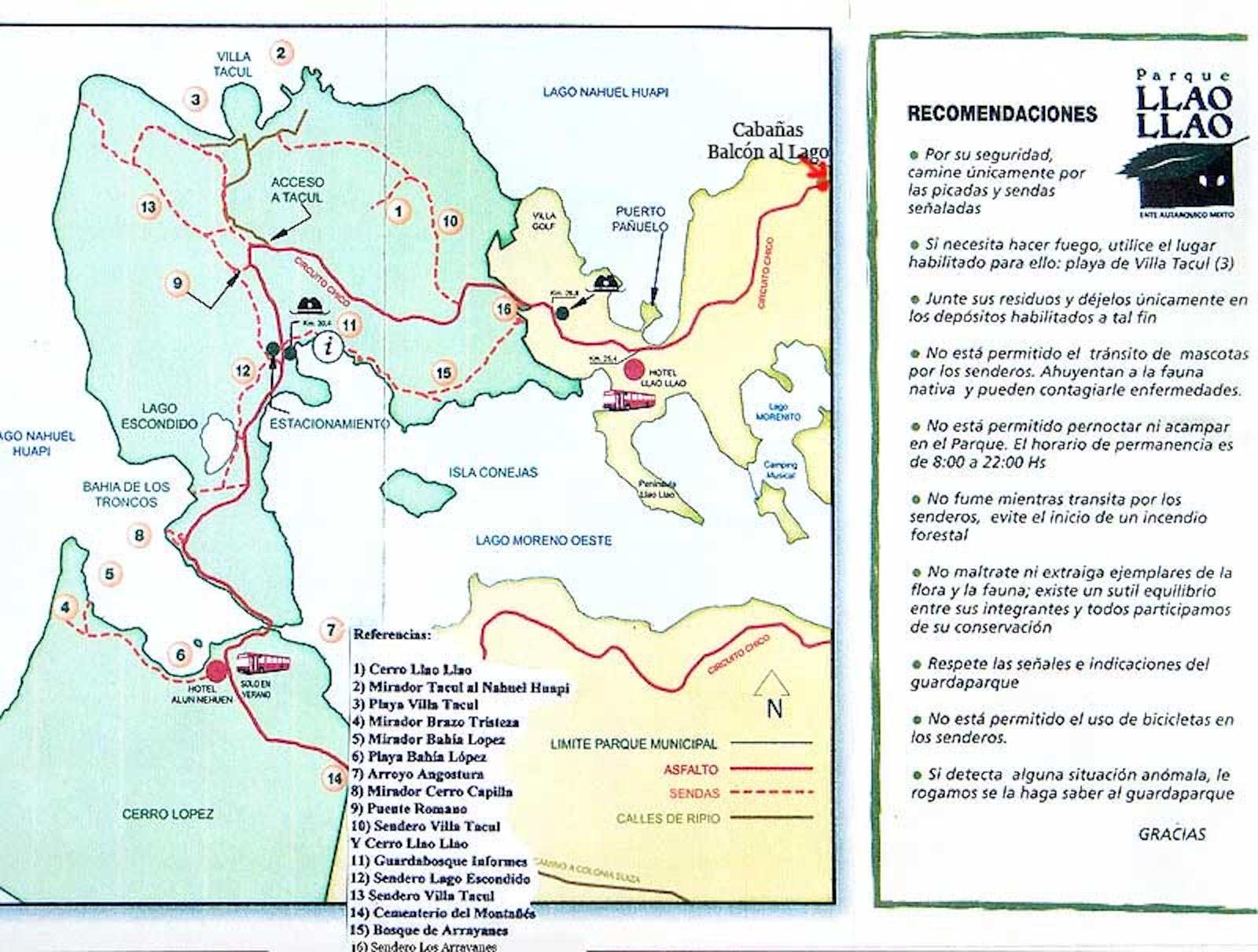 Hiking Llao Llao map — карта походов в Барилоче