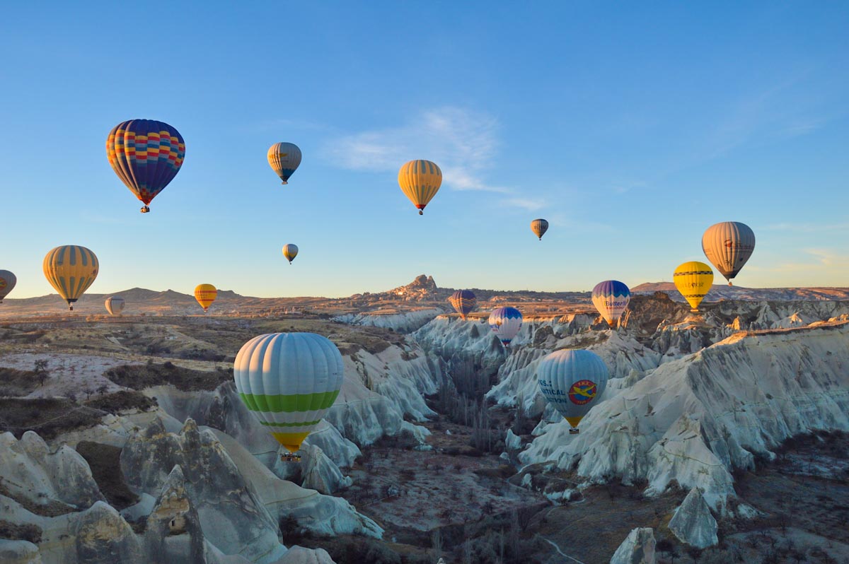 Hot air balloon ride in Cappadocia in winter