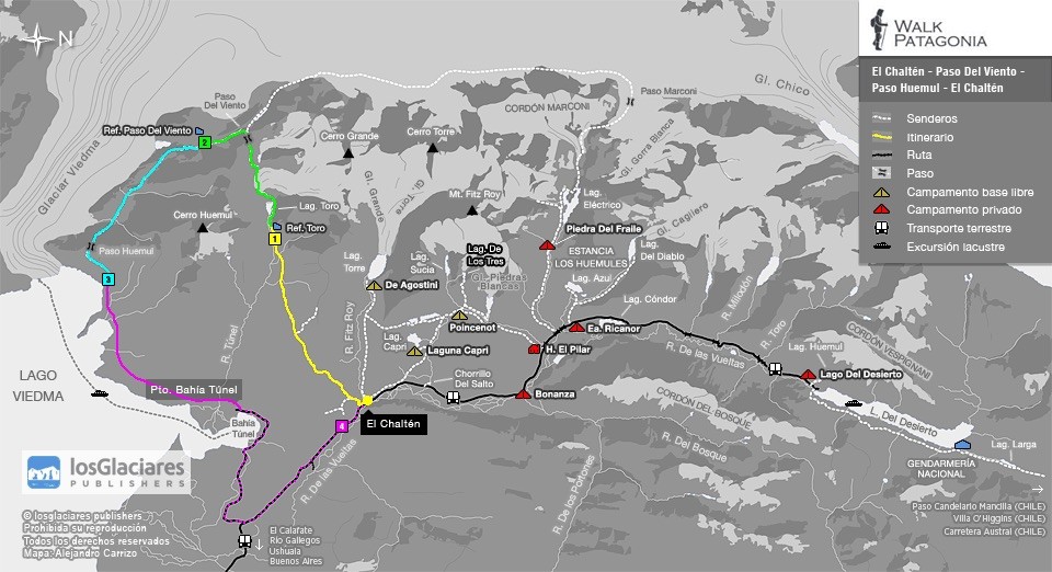 El Chalten hiking map