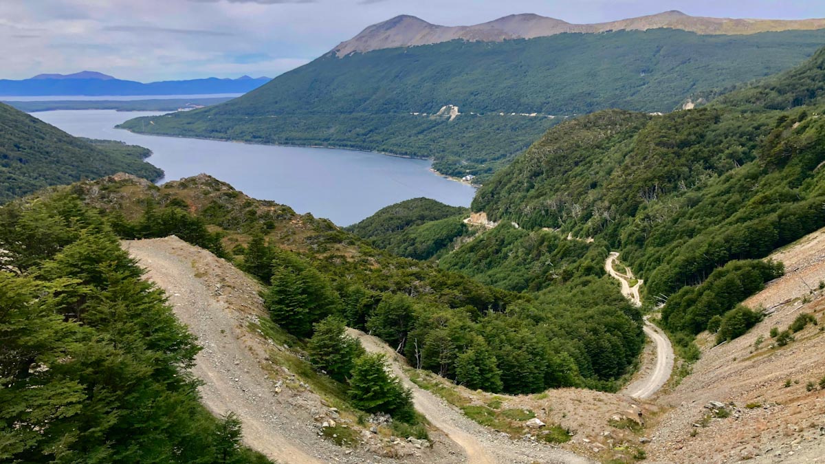 View of the lake in Ushuaia from above