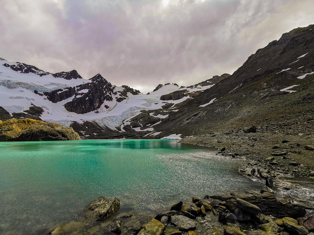 Emerald lake in the mountains